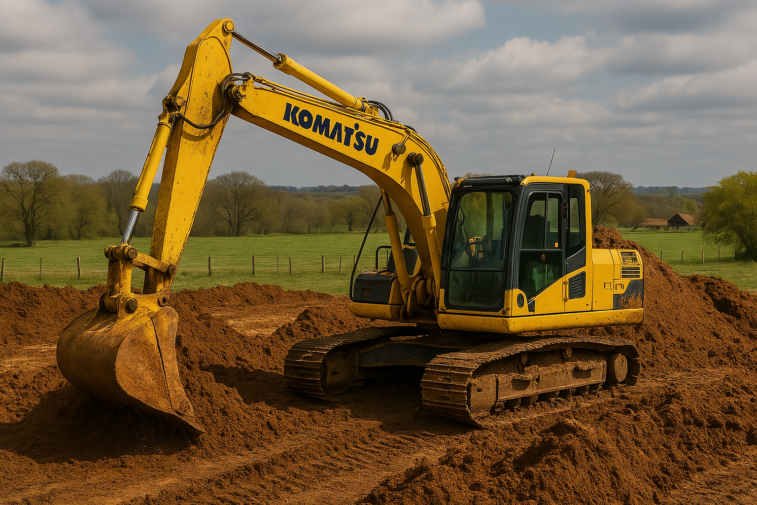 Escavadeira em movimentação de terra